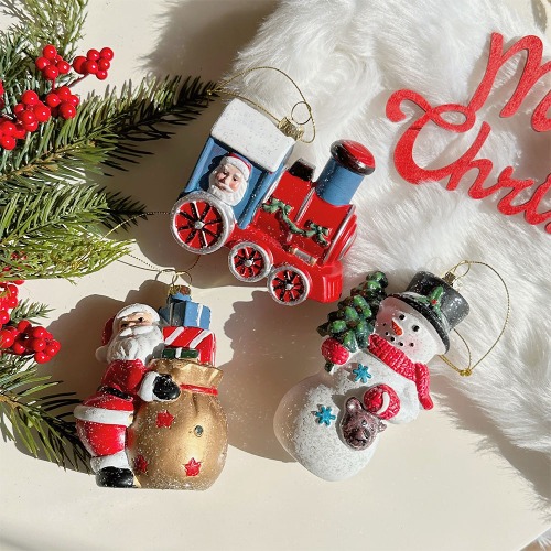 라플란드 크리스마스 오너먼트 3types (선물보따리 산타/눈사람/기차)