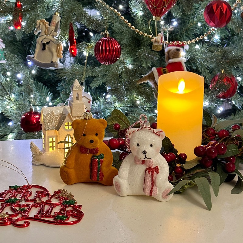 크리스마스 선물 곰돌이 오너먼트 2colors (화이트/브라운)