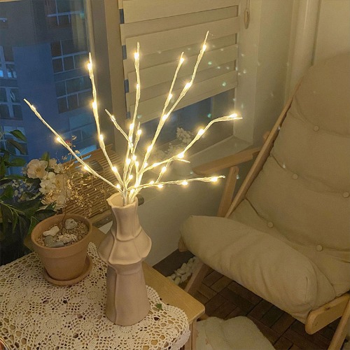 LED 화이트 자작나뭇가지 조화 크리스마스 장식